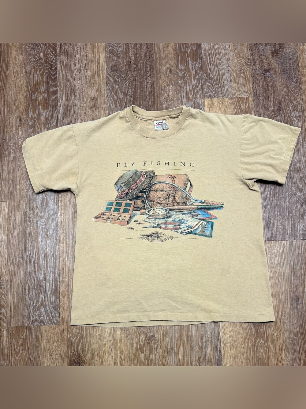 Anvil Beige Crewneck T-Shirt